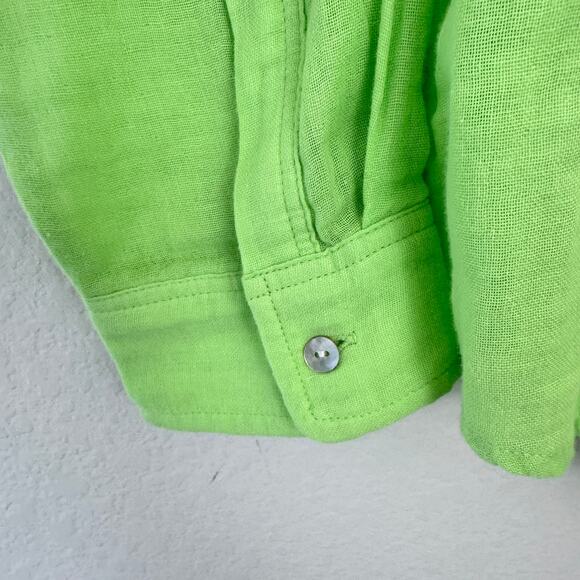 Rails Women Ellis Button Shirt Size L Organic Cotton Lightweight Jade Lime Green - Picture 7 of 11